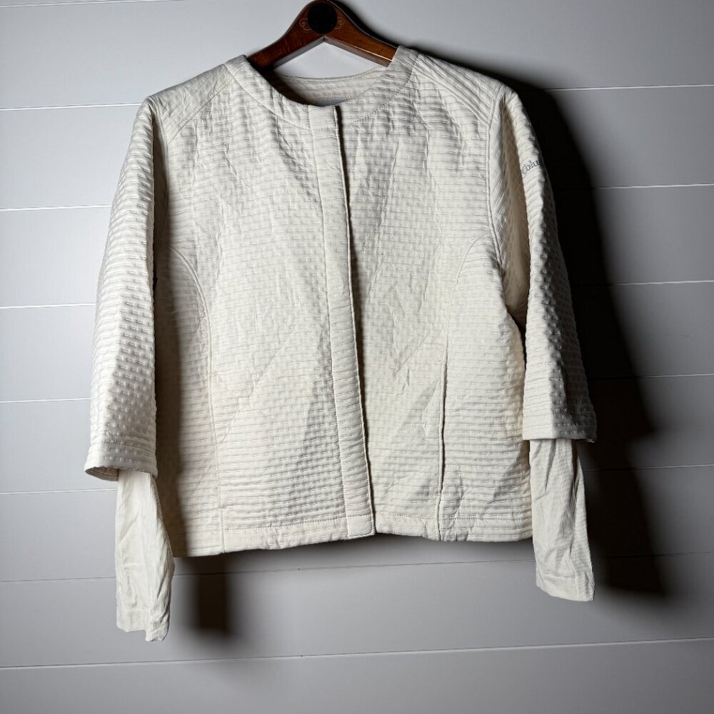 Columbia Women's Place Jacket Built In Long Sleeves Snap Button Ivory Xl